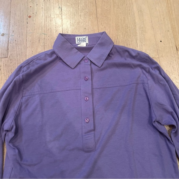 Leon Levin Appleseeds 1/2  Button Up Shirt Womens Size Small Purple Long Sleeve - Picture 3 of 4